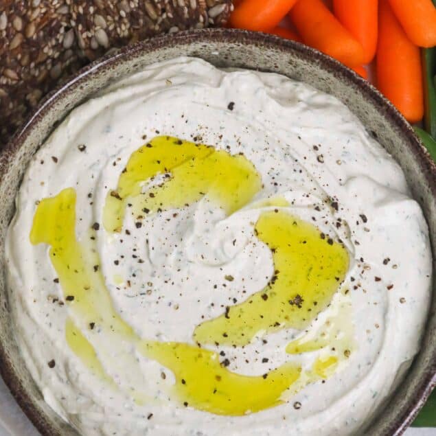 Cottage cheese dip photo from above