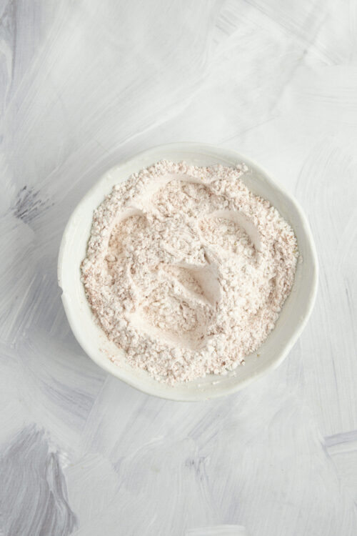 Seasoned flour mixture for a blooming onion.