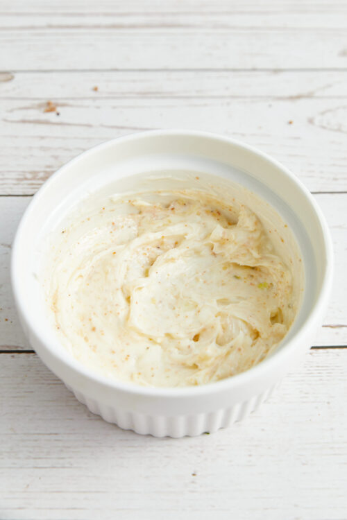 Garlic butter mixture for the garlic toast recipe.