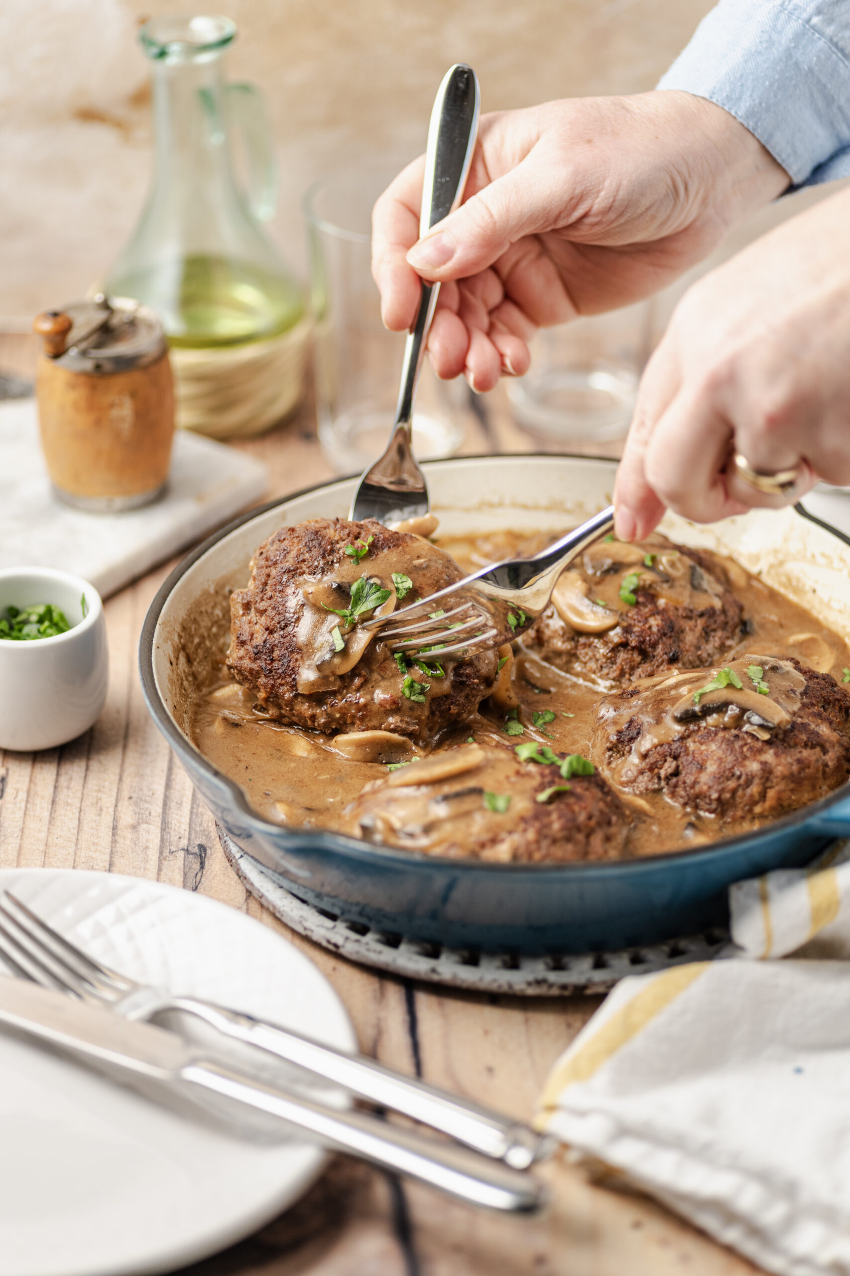 Salisbury Steak Recipe in a plate