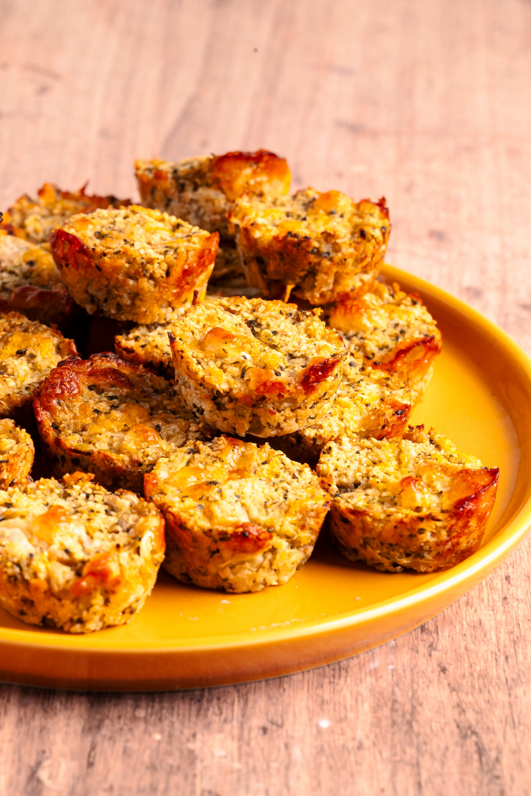 Broccoli bites in a plate close-up shot