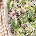 Broccoli Salad in a bowl shot from above
