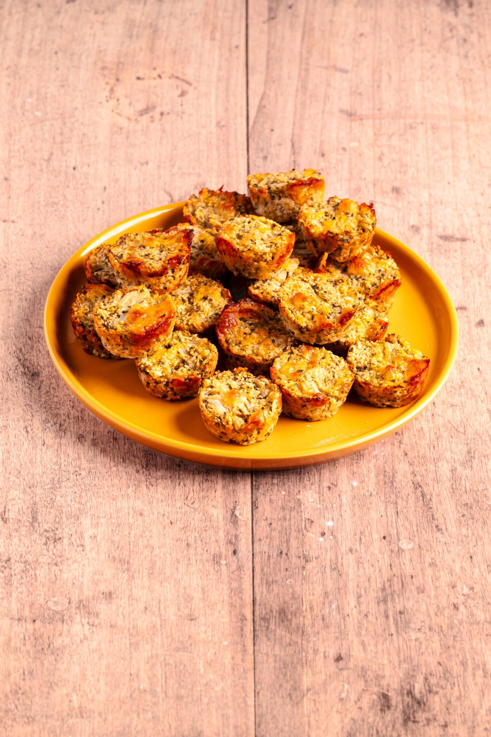 Broccoli bites in a plate diagonal shot