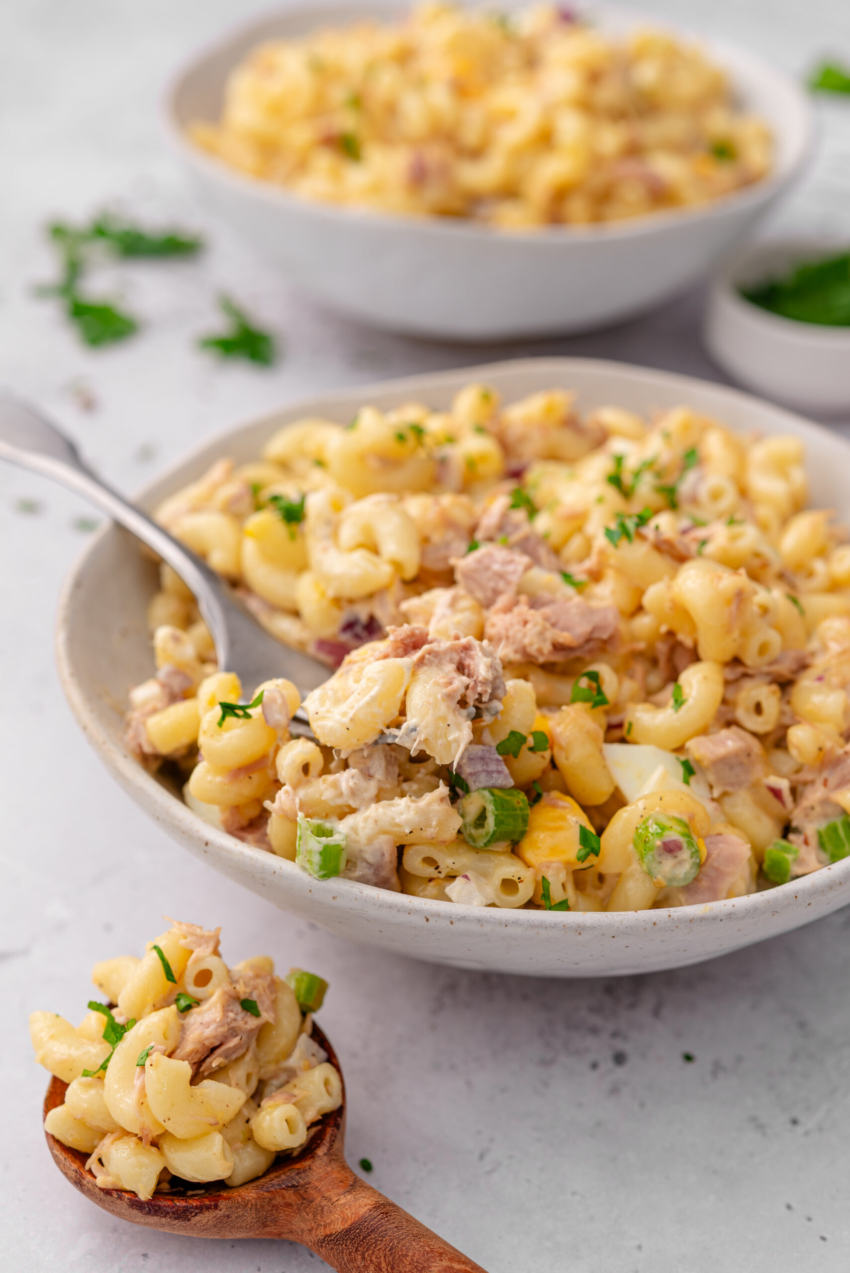 Tuna Macaroni Salad diagonal shot
