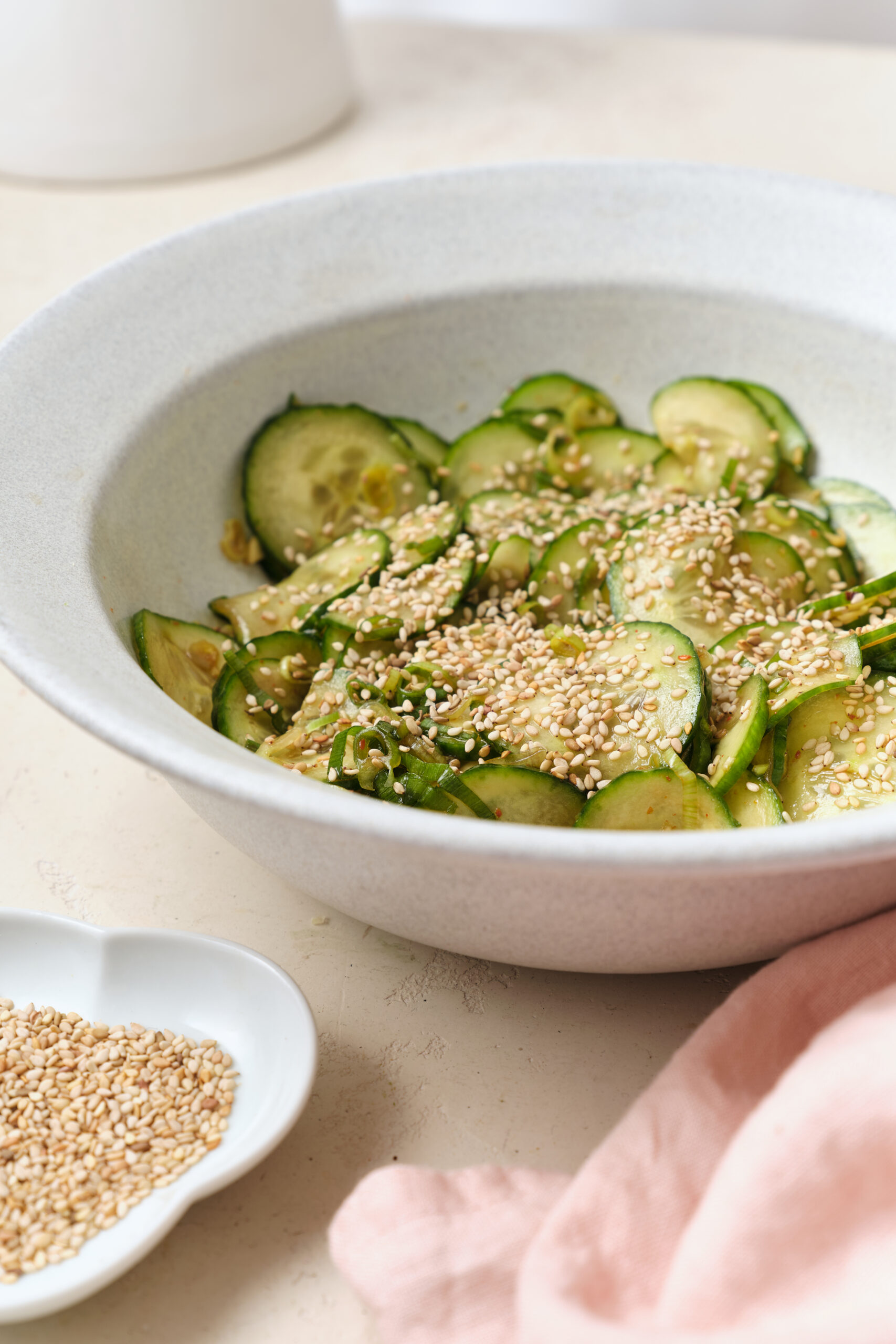 Viral TikTok Cucumber Salad picture from diagonal